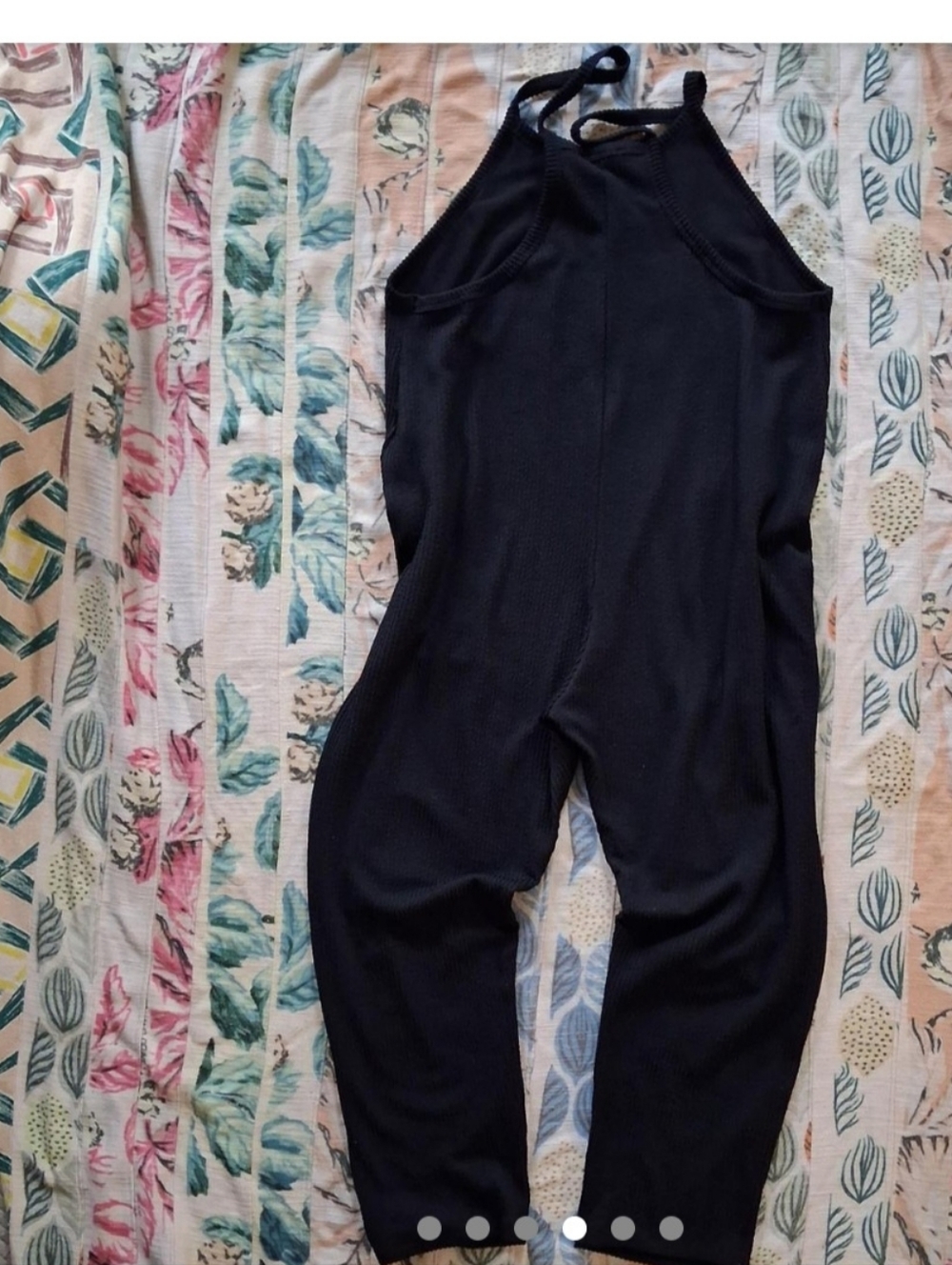 Black Ribbed Wide-Leg Jumpsuit - Picture 3 of 6